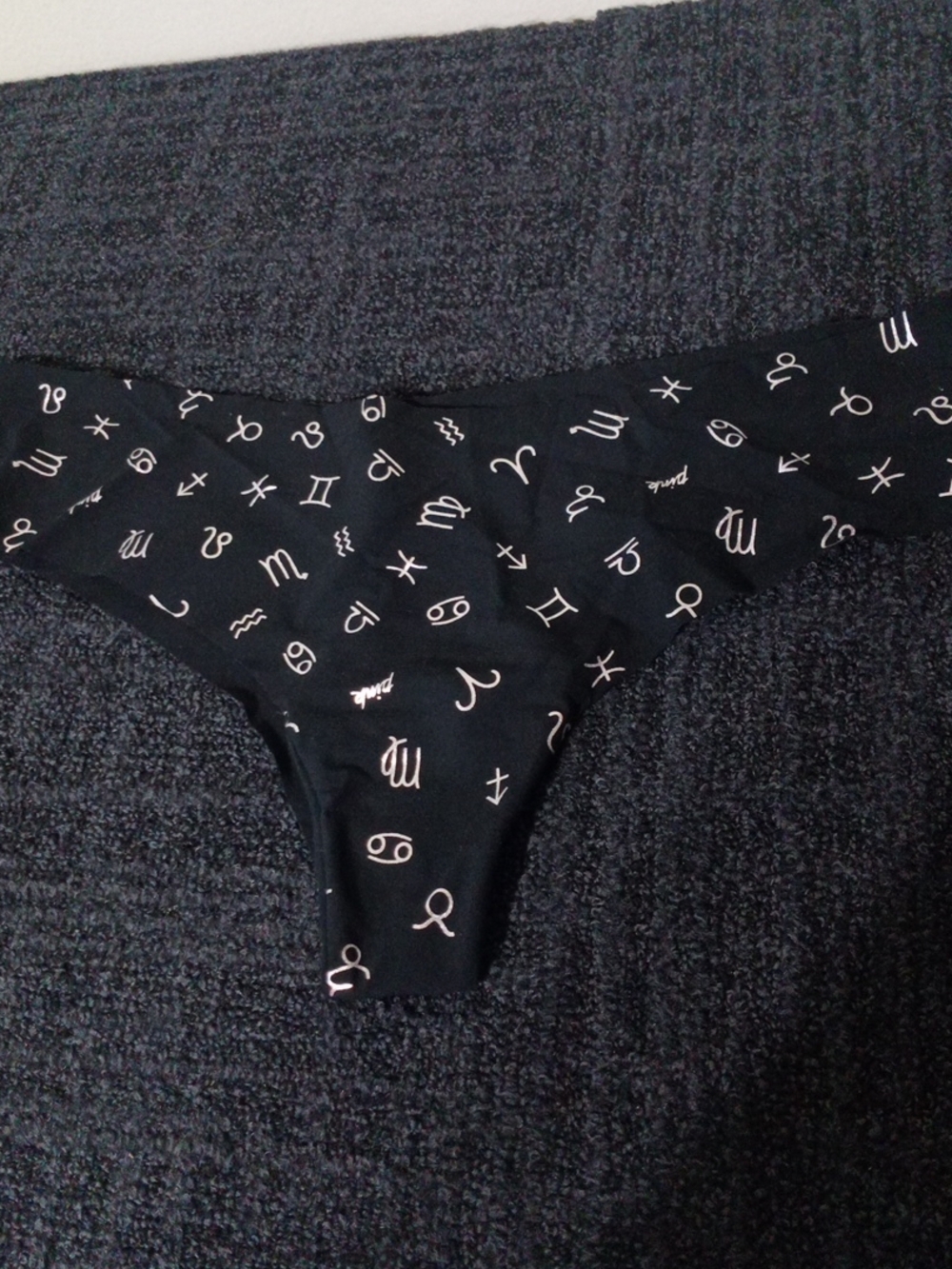 PINK Victoria's Secret Black Logo Tag Bikini Bottom